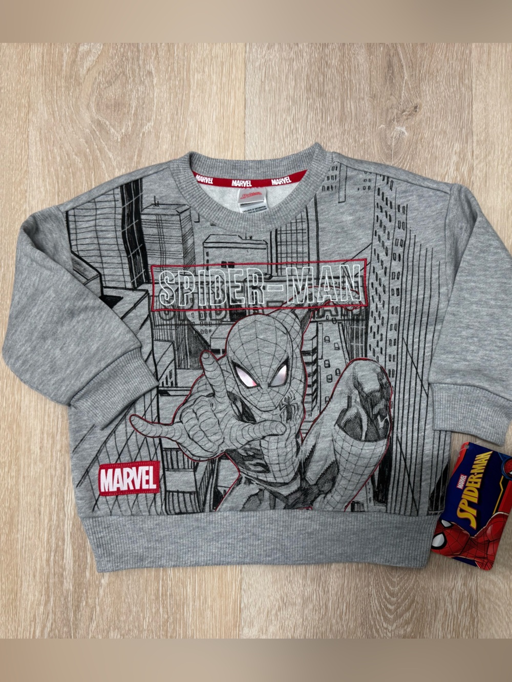 Marvel Grey Spider-Man Graphic Sweatshirt with Red Accents
